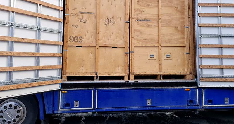 storage containers on removals truck
